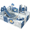 Dreamy Planet Deluxe Activity Playpen Set with Slide, Swing & Ball Pit (200x250cm) – Midnight Blue