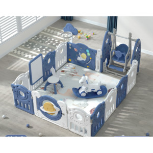 Planet Deluxe Activity Playpen Set with Swing & Rocking Horse (180x200cm) – Midnight Blue