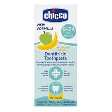 Chicco Toothpaste Apple-Banana 6-24M No Fluoride 50Ml | Premium Baby Care Product Safe & Gentle