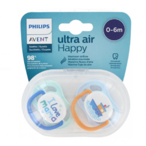 Philips Avent Ultra Air Happy Soother Pacifier 0–6 Months SCF080/01 – 2 Pack