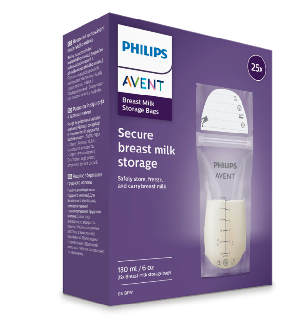 Philips Avent – Breast Milk Storage Bags 180ml / 6oz – Pre-Sterilized – 25 Pack